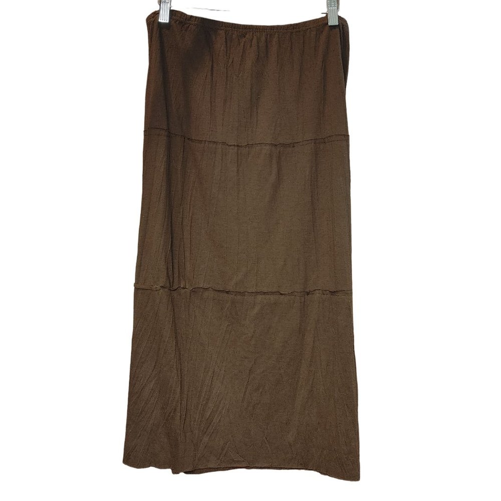Love Me | Kiss Me Women's Brown Stretch Waist Long Skirt Large